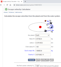 Escape Velocity Calculator Websites