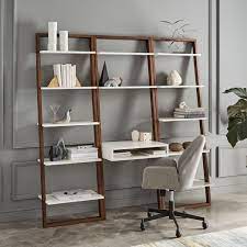 The better homes & gardens 71 bedford leaning desk features a rustic, modern style utilize the two fixed shelves to display decorative items or collectibles Ladder Shelf Desk Wide Bookshelf Set