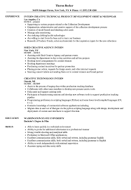 intern, creative resume samples