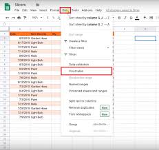 google sheets use slicers to filter a