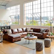brown leather sectional with chaise