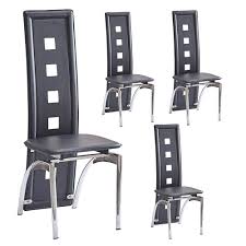 Unfollow leather dining room chairs to stop getting updates on your ebay feed. Volitation Set Of 4 Dining Chairs With Metal Legs Black High Back Faux Leather Dining Chairs Kitchen Dining Room Furniture 48x43x110cm Black Buy Online In Burundi At Desertcart Productid 146283773