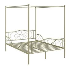 Large, full size bed that features a very solid wooden construction and a bookcase headboard. Costway Full Size Metal Canopy Bed Frame 4 Poster Steel Slats Headboard Footboard Pewter Gold Pink