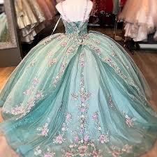 green turquoise quinceanera dresses