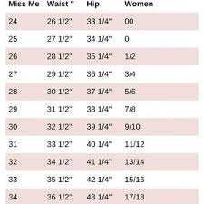Womens Miss Me Jean Size Chart On Poshmark Within Miss Me