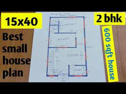 15x40 House Plan 2 Bhk Ll 600 Sqft