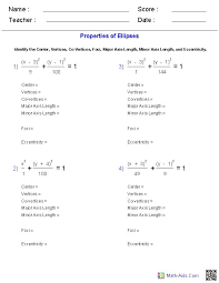 Conic Sections Worksheets Algebra 2