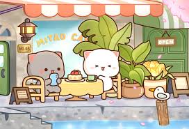 cute mitao cat cafe desktop wallpaper