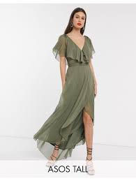 Asos is one of the best online retailers that cater to tall women with their specific tall range from 5'9 and up. Asos Synthetic Asos Design Tall Maxi Split Sleeve Cape Back Dress With Tie Shoulder Green Lyst