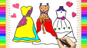 Bé tập vẽ Váy sành điệu cho bé gái | Bé học tô màu và vẽ | Girls fashion  dress, Girls dresses, Fashion