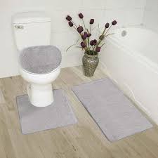 Most of these rugs have backings that will fall apart if exposed to too much moisture. Amazon Com Elegant Home Goods Solid Color 3 Piece Bathroom Rug Set Bath Rug Contour Mat Lid Cover Non Slip With Rubber Backing Solid Color New 6 Silver Home Kitchen