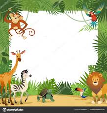 Jungle Animals Card Frame Animal Tropical Leaves Greeting