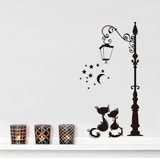 Wall Sticker Street Lamp Cat Pattern Cute Design Wall Decoration