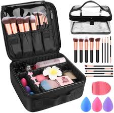 makeup travel case makeup case with diy adjule divider cosmetic train bag