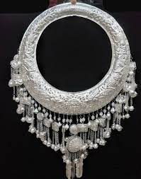 hmong silver necklace vine circle