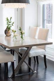 gray x base dining table with white