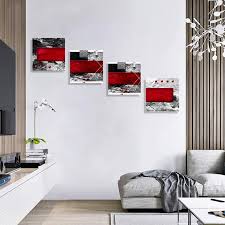 Black Abstract Canvas Wall Art Red