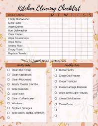 kitchen cleaning schedule printable