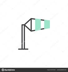 Windsock Icon Vector Linear Flat Sign Bicolor Pictogram