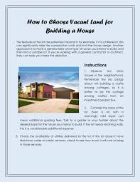 Choose Vacant Land For Building A House