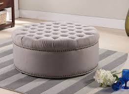Large Round Tufted Ottoman Coffee Table