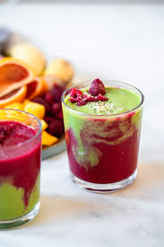 red and green layered smoothie