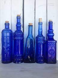 Vintage Cobalt Blue Glass Bottles Blue