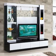 Wooden White And Black Lcd Tv Cabinet