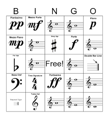 note name symbols bingo card