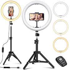 selfie ring light with black tripod