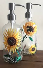 sunflower soap dispenser hand painted