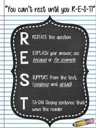 Rest Written Response Writing Strategy Anchor Chart