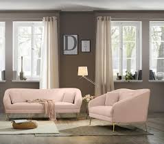 pink velvet curved sofa set 2pcs