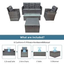 5pcs Outdoor Uv Resistant Patio Sofa