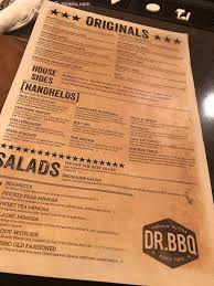 menu of dr bbq restaurant