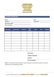 Price Quotation Document Template