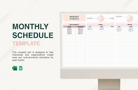 monthly schedule template in
