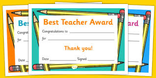 Best Teacher Award Certificate Reward Thank You Teachers End Of