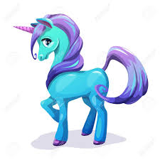 Unicorn ponies with magic wings. Cute Cartoon Blue Unicorn With Purple Hair Isolated On White Royalty Free Cliparts Vectors And Stock Illustration Image 51642024