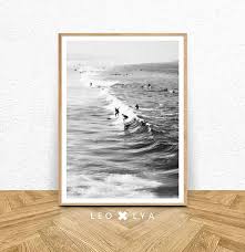 Surf Print Black And White Poster Beach