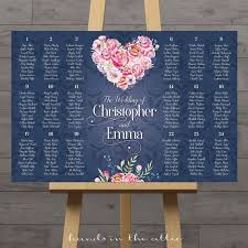 Floral Navy Seating Board Wedding Seating Chart Guest Table