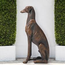 Sitting Greyhound Dog Garden Statue