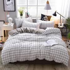 White Plaid Bed Linens Bedding Sets