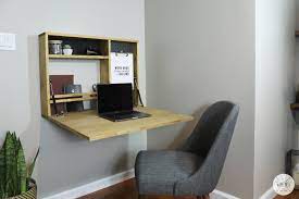 A versatile piece that is perfect for a living room, bedroom, kids room, study room, temporary office, or dorm, even a small kitchen. Diy Fold Down Wall Desk Diy Huntress