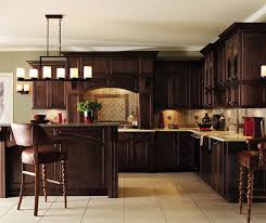 Tiled and wooden kitchen countertop, poster. Dark Maple Kitchen Cabinets Decora Cabinetry