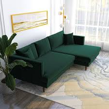 Delano Sectional Sofa Green Velvet