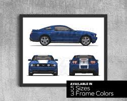 Framed Poster Ford Mustang Gt Blue