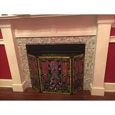 Chloe Lighting Victorian Stained Glass Fireplace Screen