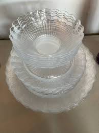 Beautiful Clear Lace Glass Dishes Set