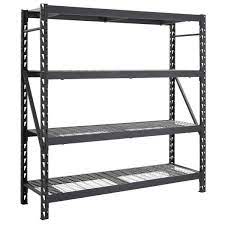 Check out our home depot shelves selection for the very best in unique or custom, handmade pieces from our wall hangings shops. Husky Black 4 Tier Heavy Duty Industrial Welded Steel Garage Shelving Unit 77 In W X 78 In H X 24 In D Hbr782478w4 The Home Depot